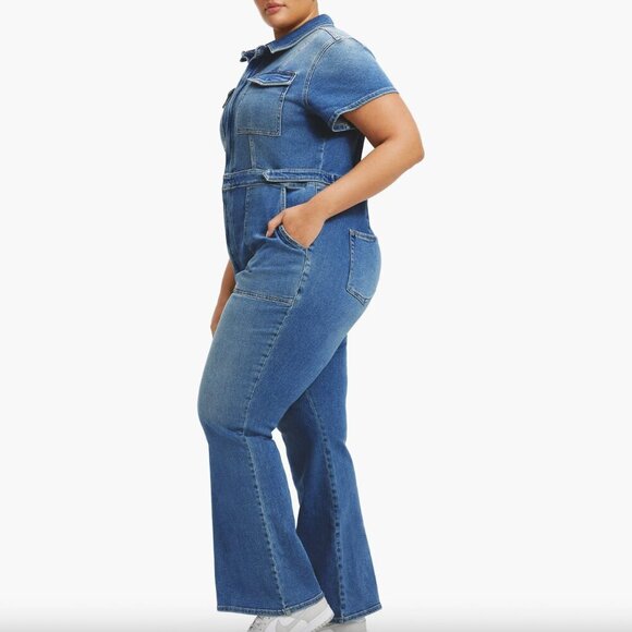 Good American Fit For Success Denim Jumpsuit Plus Size - Picture 3 of 16